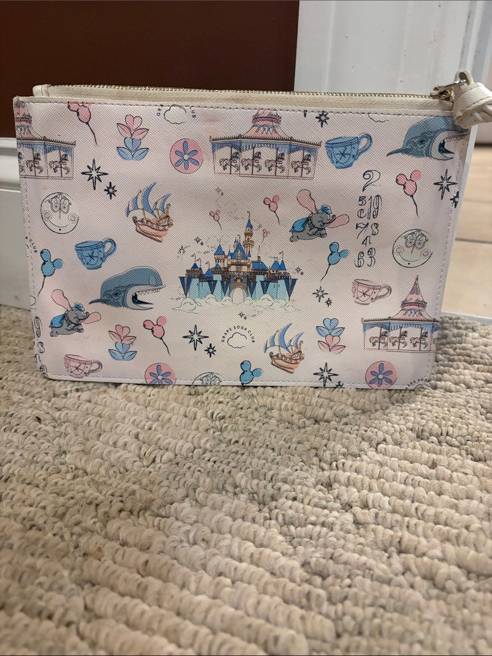 Disney Themed Castle Print Wristlet Pouch